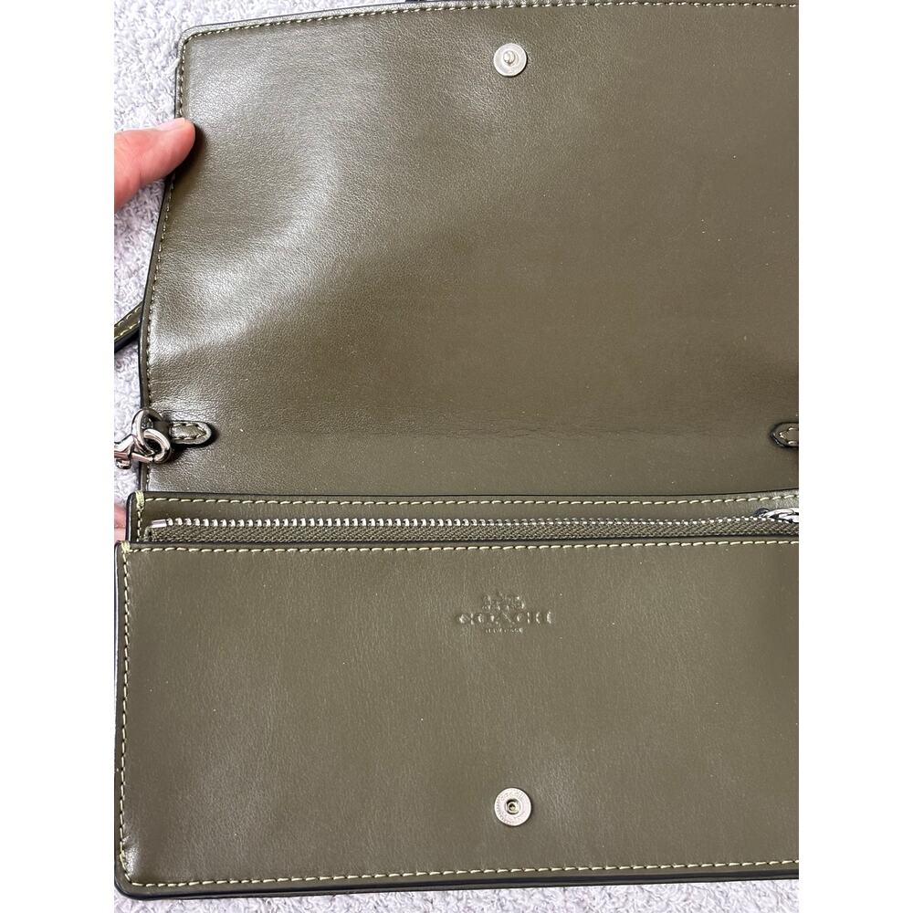 Coach Anna Foldover Green Banana Leaf Leather Crossbody Purse #72029 - Picture 6 of 12